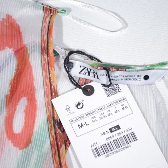 NWT ZARA BEADED PRINT KAFTAN, SIZE M/L - Picture 7 of 12